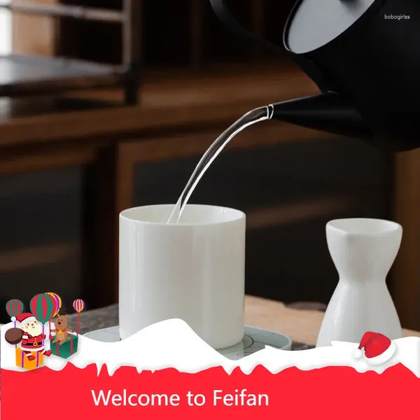 Миски Feifan Ceramic теплый винный кастрюль белый сак -часовый диспетчер коврик толстый нефритовый мини -бокал