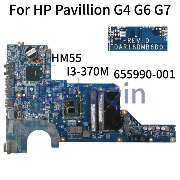 Placa -mãe de laptop Kocoqin da placa -mãe para HP Pavillion G4 G6 G7 G41000 G61000 I3370M PRINCIPAL PARTE 655990001 655990501 DAR18DM86D0 HM55