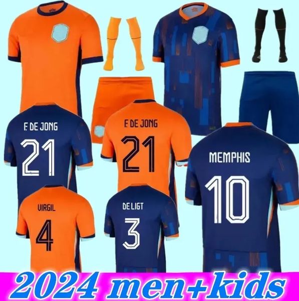 24 25 Holanda Jersey de futebol da Holanda 2024 Memphis Memphis European Holland Club 2025 Kit de camisa de futebol da equipe nacional holandesa