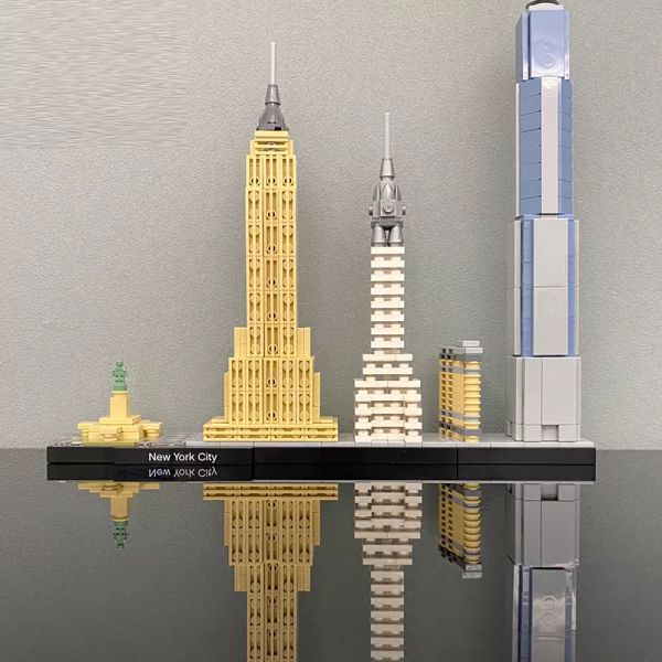 Architettura di New York City Skyline Building Building Compatible 21028 Street View Tower Edifice Bricks Assemble Toys for Children