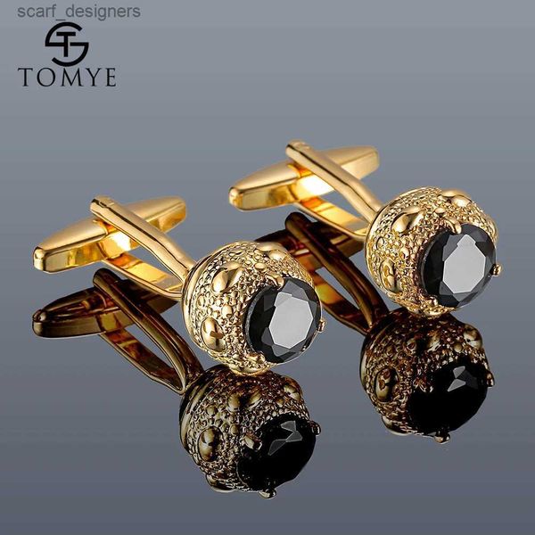 Cuff Links Men Cufflinks TOMYE XK20S009 Alta qualidade Luxo Black Black Zircon Buttons de cor prata de prata