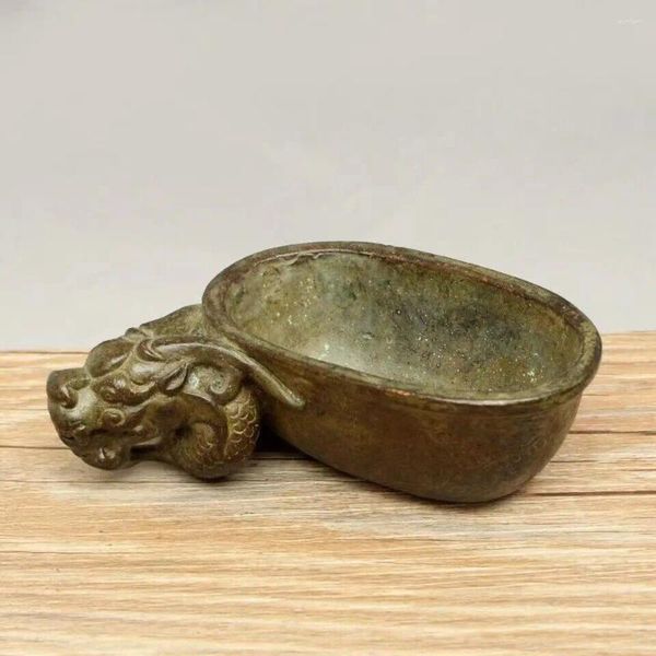 Dekorative Figuren antike chinesische Bronze Dragon Head Wine Cup Glas