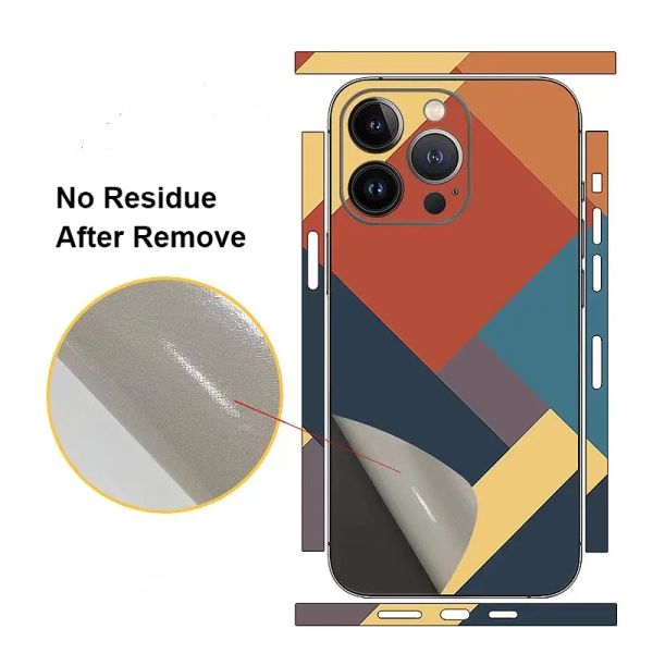 Einfache farbenfrohe Aufkleber Haut für iPhone 14 13 12 11 15 Pro Max Back Screen Protector 3M Film Wrap Hülle Vollständige Abdeckung persönlicher Aufkleber