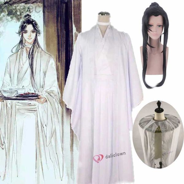 Anime -Kostüme Xie Lian Cosplay Kostüm Tian Guan Ci Fu Cosplay Xielian Perücken Bamboo Hut Prop Männer Frauen Weiß Han Fu Anime Outfit 240411