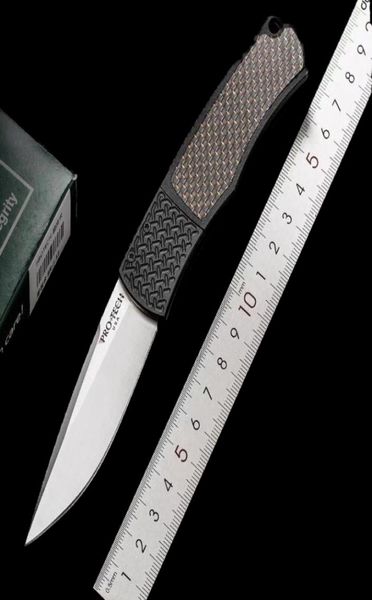 Protech Pr151 Magic BR1 Bigodes de faca dobrável automática 154cm Blade CNC T6 Liga de alumínio Handesse de fibra de carbono Auto GIF3815828
