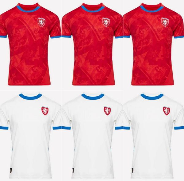 2024 2025 Jerseys de futebol da República Tcheca 24 25 Nedved Novotny Poborsky Chytil Home Away Football Shirt Schick Hlozek Soucek Sadilek Lingr Mens S-2xl