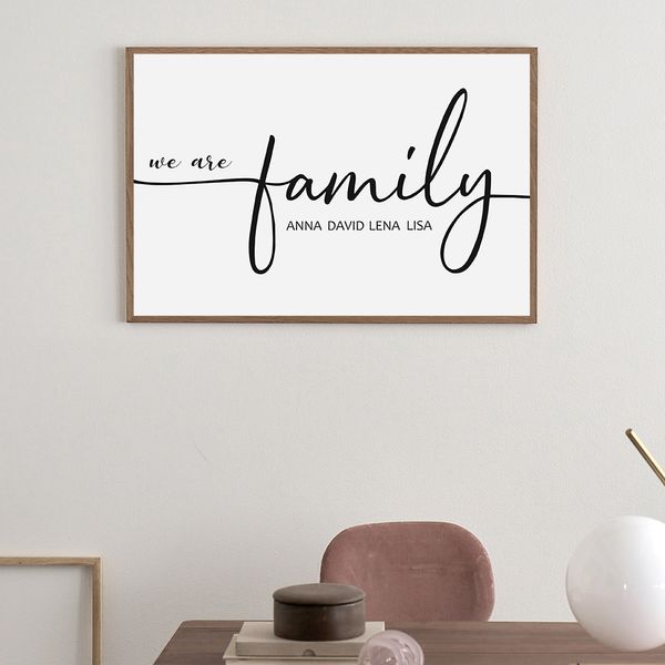 Familie minimalistischer Kunstbrief Leinwand Poster Vater Mutter Baby Namen