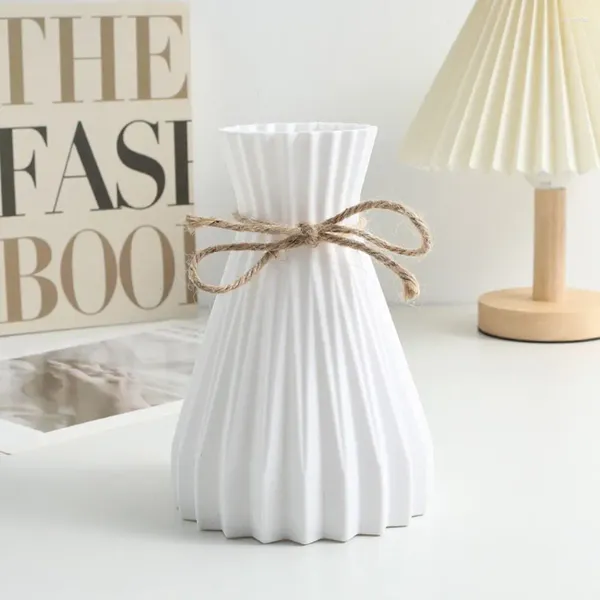 Vasen Fiower Art Origami Vase Anti-Fall-Fall Einfacher Kunststoff gestreiftes Design Simuliertes Blütenhalter Hochzeitsanordnung