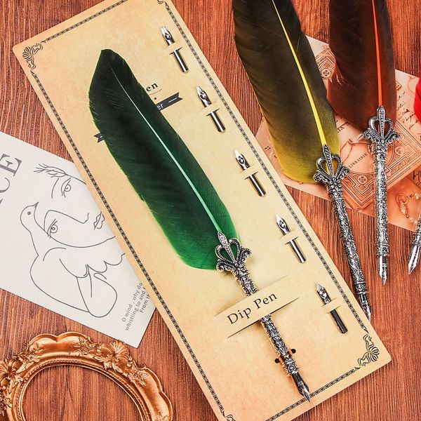 1 set con 5 pezzi di fippatoio in metallo pinta stilografica penna penna di cartoleria creativa strumenti di scrittura di apprendimento