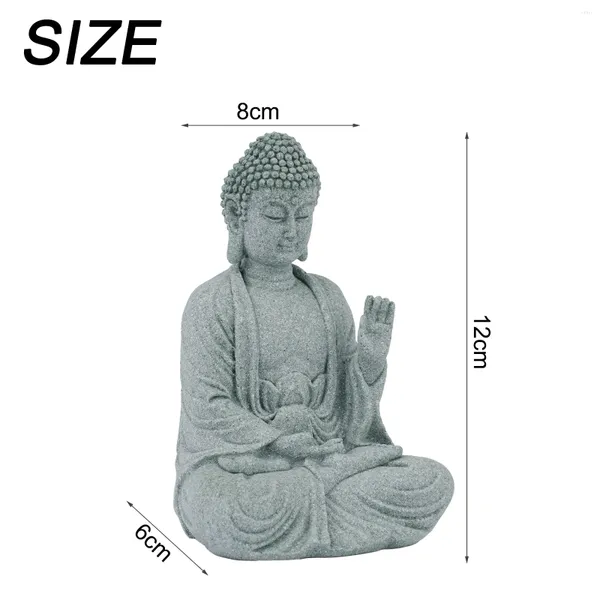 Estatuetas decorativas 451156 Decoração de jardim Sitting Buda Ornament Resin Stone Zen Efeito