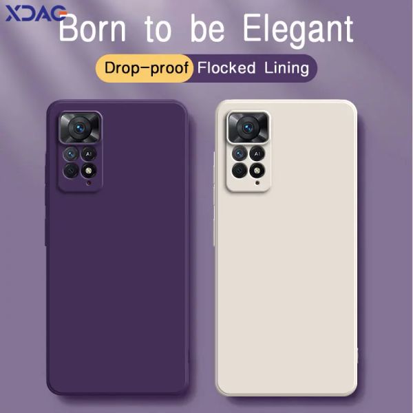 Original Square Liquid Phone Rückzugabdeckung für Redmi 11A Hinweis 11 11e 11t 11s Pro plus Prime SE 4G 5G Schockfeste Soft Case Bag Funda