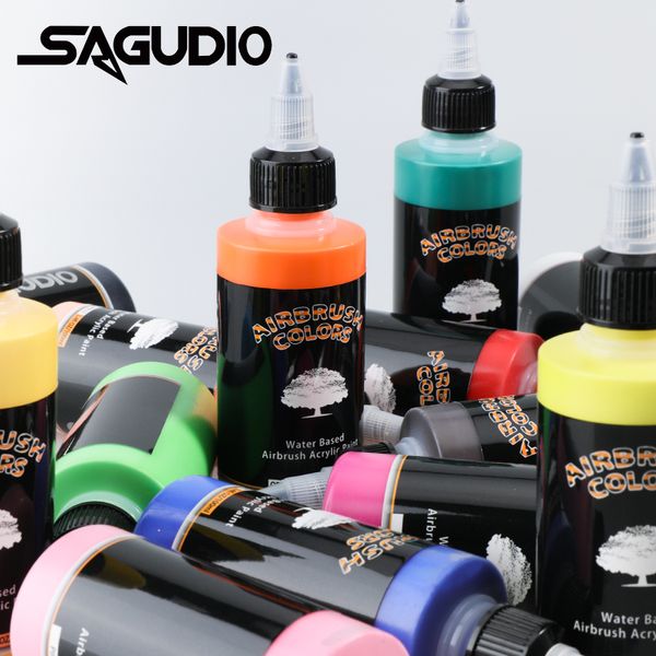 Sagud Brush Air Waterne Water Acrilic Paint 18 Colori Fai da te inchiostro aerografo a mano fai da te 100 ml/bottiglia inchiostro per la modellazione di scarpe tessili in legno