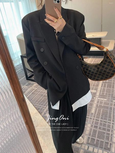 Frauenanzüge schwarze Blazer Jacke Top Frauen Kleidung Spring Y2K 2024 Koreanischer Stil Vintage Mode Luxus Elegant Outerwear