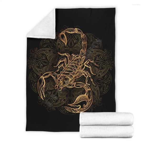 Cobertores Scorpion Fleece Blanket 3D Adultos/crianças impressas impressas Sherpa 01