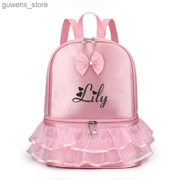 Zaino Nome personalizzato Nome bambine Ballerina Ballet Ballet Bagnack con scompartimento di scarpe separato per la borsa da bambino Dance Y240411