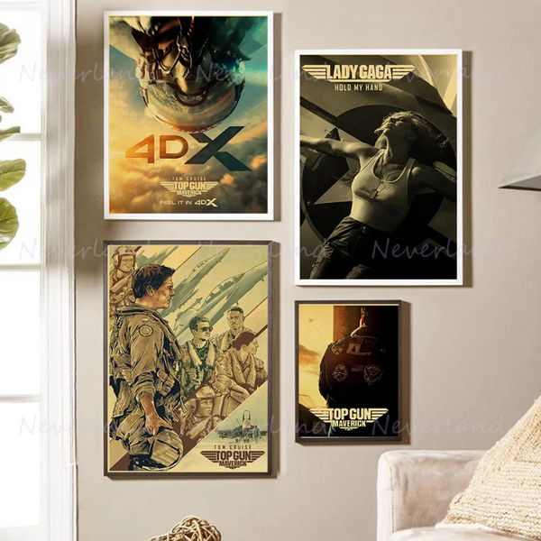 American Hot Movie Top Gun Maverick Retro Posters Pintura de tela e impressões Arte da parede Imagem moderna para a decoração da casa da sala