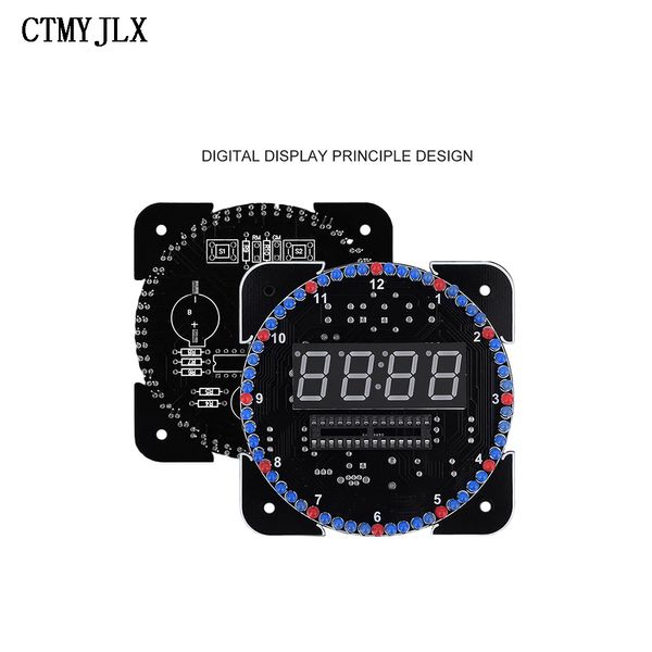 DS1302 Módulo de exibição de LED digital rotativo Alarme eletrônico relógio digital LED temperatura Display Diy Kit Learning Board