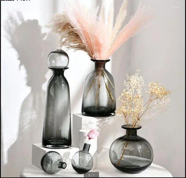 Vazolar Yaratıcı Işık Lüks Şeffaf Cam Vazo Yemek Masası Sucul Dekorasyon İskandinav Çiçek Düzenlemesi Dekoratif Sanat