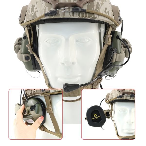 Adaptador de trilho do kit de arco de helmet de fone de ouvido tático para o earmor m31-mark3/m32-mark3/m31x/m32x fone de ouvido militar, tiro eletrônico