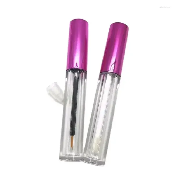 Garrafas de armazenamento 50pcs Plástico vazio Tubo de brilho labial transparente 3ml Cosmético Pacote de contêineres de embalagem Tubos de linha de olho Red Tampa recarregável