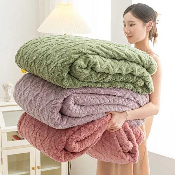 Decken weiche Koralle Fleece Decke Herbst Winter warm verdickte Luxus flauschige Wurfdecke Schlafzimmer Sofa Cover Nickerchen Quilt Kissendekoration