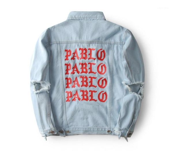 Men039s Jackets West Pablo Denim Men Hip Hop Tour Brand abbigliamento Streetwear Jeans Jackets15331271
