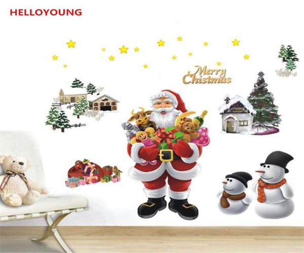 Kreative Santa Claus Wall Stickers Home Decorative wasserdichte Hintergrundbilder7045801