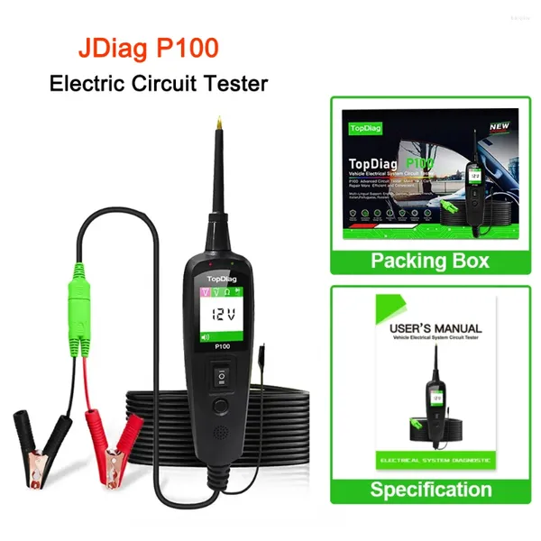 JDIAG P100 2M/10M Circuit Tester OBD Power Scan Probe Kit 12V 24 -V -Spannung/resistent für Auto -LKW -Motorrad -Diagnosewerkzeug