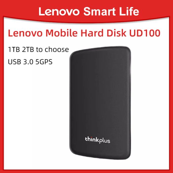 Guida il disco rigido mobile Lenovo UD100 1TB 2TB USB 3.0 5GPS Disk rigido di archiviazione esterna per laptop Desktop Smart TV