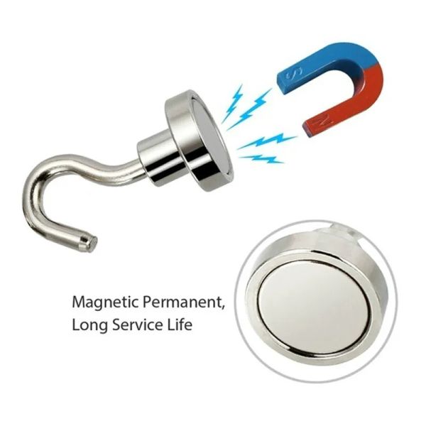 2/4/8pcs forte gancio magnetico in neodimio fino a 12 kg 5Pounds Diametro 20mm magneti gancio rapido per casa da cucina da cucina ecc.