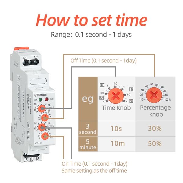 Relé de tempo cíclico 220V 24V 12V CA/DC Relé de flash assimétrico entre o tempo de reciclagem ON e OFF Repetir tempo de repetição