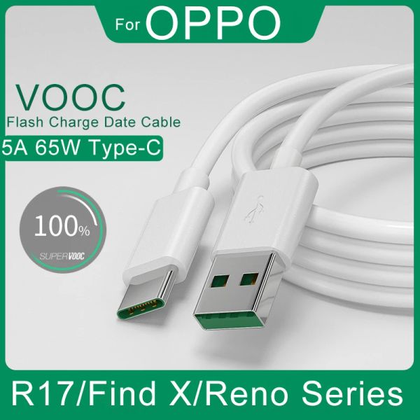 5A 65W Tipo C Super Cable de carregamento rápido para Oppo Find X Reno R17 K7 K5 Acessórios para celular Acessórios Voo