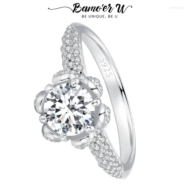 Кластерные кольца Bamoer U 1.0ct d Color VVS1 EX роскошный мойссанитовый кольцо кружок