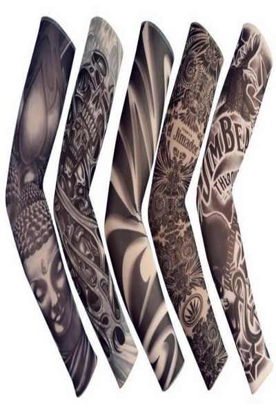 5pcs neue gemischte 92nylon elastic gefälschte temporäre Tattoo -Ärmel Designs Körperarmstrümpfe Tattoo für coole Männer Frauen4164458