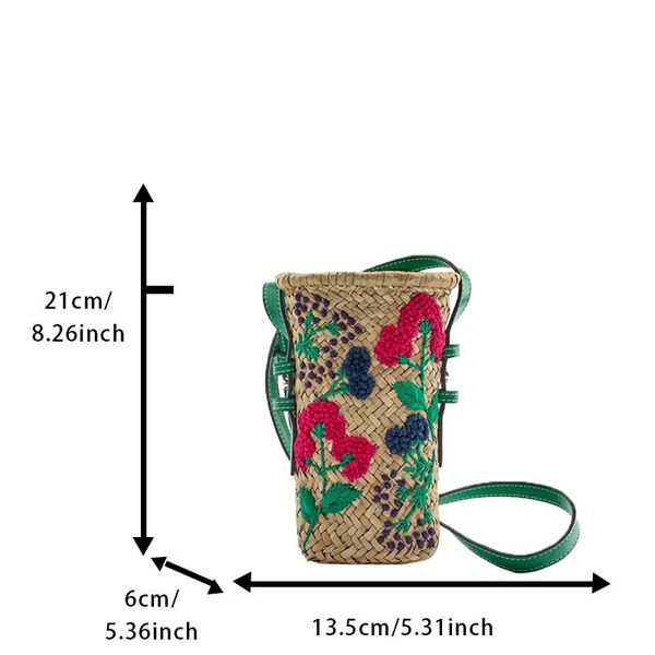 NEU MINI Hollow Out Long Gurt Manual Strick -Frau Messengerbeutel Casual Flowers Bambuseimer Tasche Hochwertige Telefonhandtasche