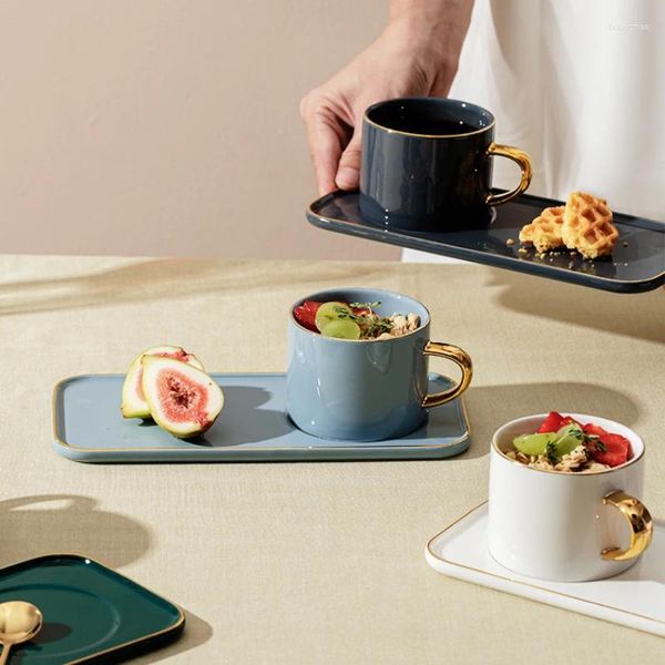 Tassen Keramik Kaffee Tasse Tee Dessertschild Set Frühstück 10% Rabatt 6 Gegenstände