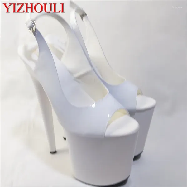 Tanzschuhe 8 Zoll High Heel Peep Open Tobe Platform Mode Frauen Kleid sexy Heels Pumps 20 cm weiße Hochzeit