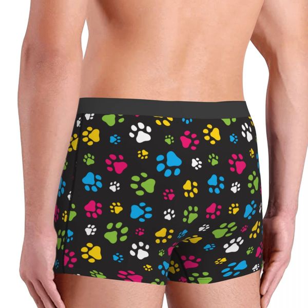 Funny Boxer Shorts Höschen Schriftsätze Männer farbenfrohe Hundepfote Tier Fußabdrücke Unterwäsche unterwegs Unterhose für Homme S-XXL