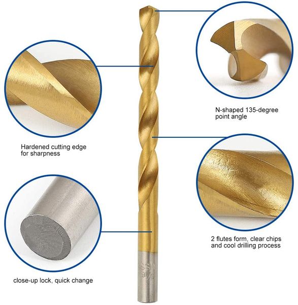 99pcs 1,5 mm - 10 mm BIT per trapano rivestiti in titanio HSS BIT di perforazione in acciaio ad alta velocità Strumento di alimentazione di alta qualità