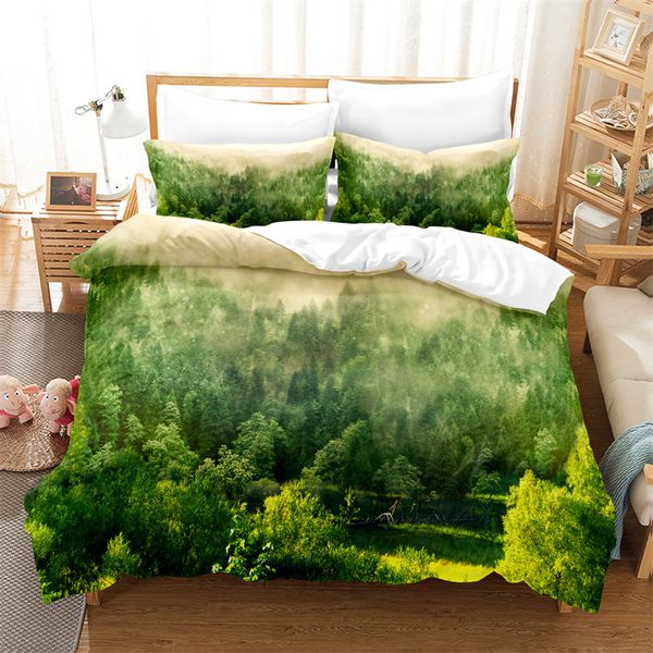 Green Forest Puncive del piumone Copertura foresta Copertura amanti del set di biancheria da letto set di trapunti di lusso set da letto per letti da letto