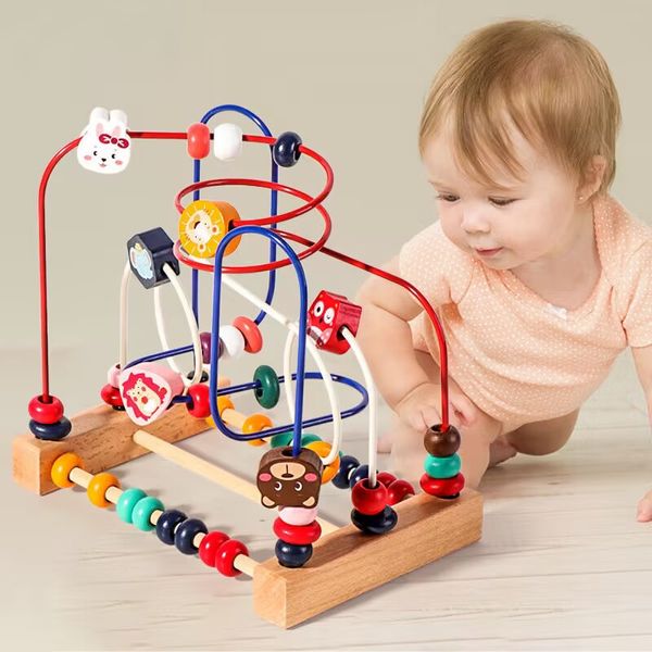 Montessori brinquedos de madeira de madeira de madeira coantadora Maze Toddler Aprendizagem Early Educational Puzzle Math Toy for Children 1 2 3 anos