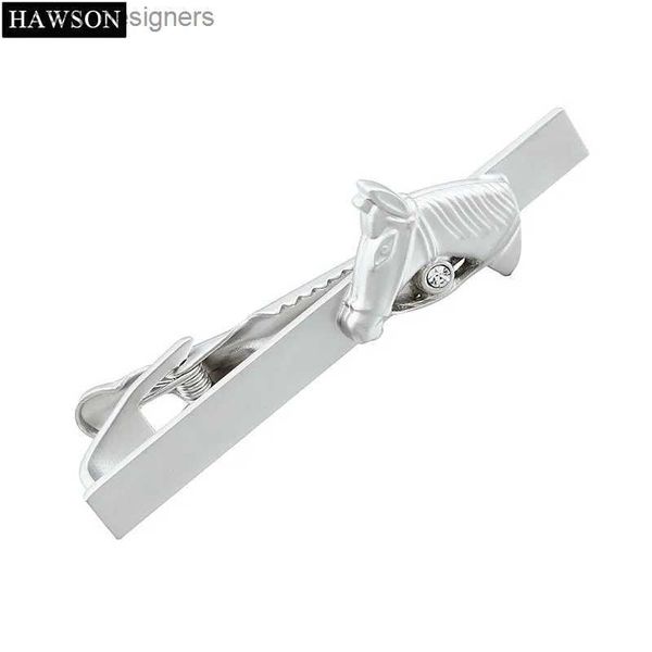 Krawattenclips Casual Tie Bar Horse Design Krawatten Clips für Männer Silber Farbe Kristall Krawatten Pins Herren Hemd Schmuck mit Schachtel Y240411