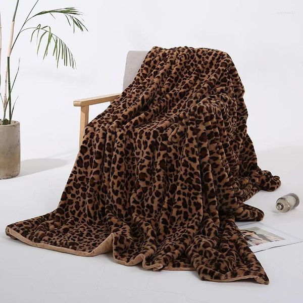 Cobertores Padrão de Leopardo Chaeiro Cristal de Velvet Sofá Tampa em estoque Small Nap Blan