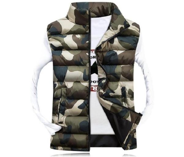 Men039s Camuflage colete de inverno Men jaqueta sem mangas masculino casu -cistos de salmão