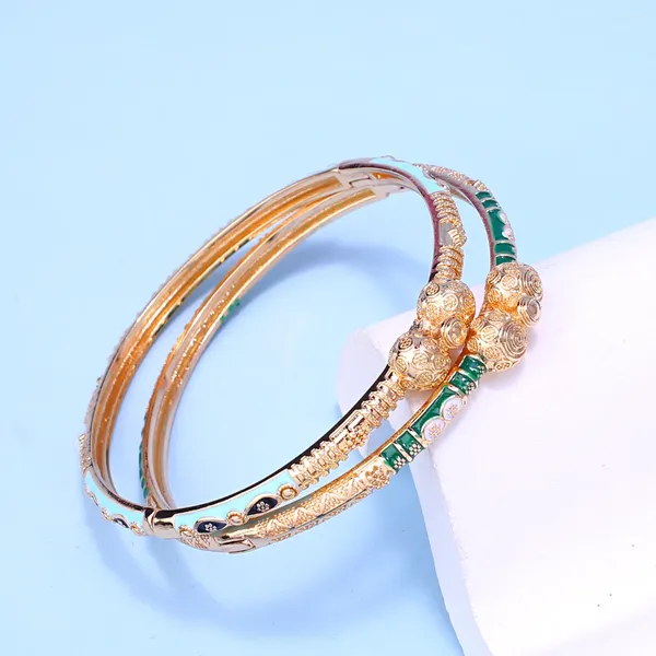 Bangle Copper Gold Plated Late Open Arabic Women Women Middle Oriente Birdal Jóias Bijoux de Luxe Femme