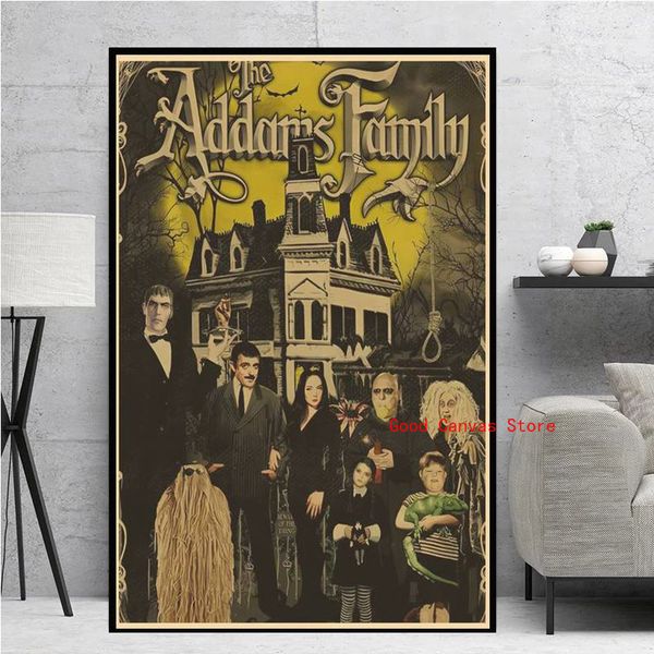 Винтажный фильм в среду Аддамс плакаты семейный телешоу ужасов фильм картинка Печать настенные искусство для домашней комнаты декор эстетика