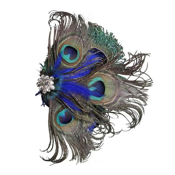 1pc Women Peacock Feather Fascinator Clip Ladies Day Rennen Hochzeitsfeier Bridal Tiara Haarnadel Haarzubehör Braut Kopfstück Kopfstücke