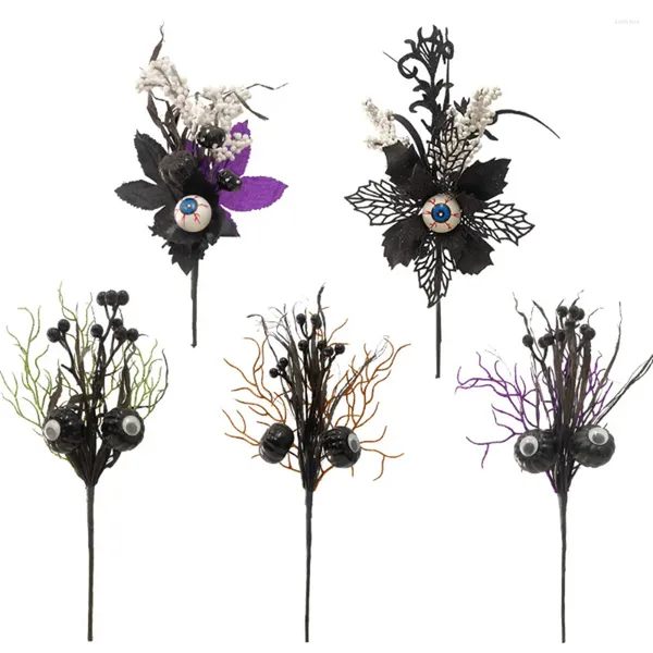 Flores decorativas Halloween ocular os galhos de árvores artificiais de planta galhos de planta decoração de decoração de olho de olho de ornamento