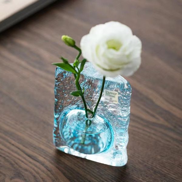 Glasvasen Japanisch Einfache Pflanzentopfkristall für Blumen Desktop Blumenarrangement Hydrokroponik Schöne praktische Pflanzenvase