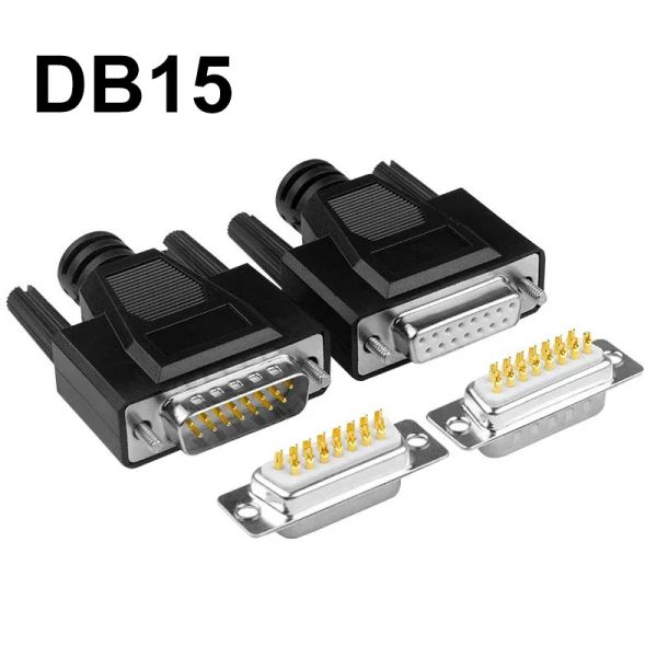 DB15 Adaptador de conector fêmea do sexo feminino 15 pinos soldagem de 2 linhas DIY